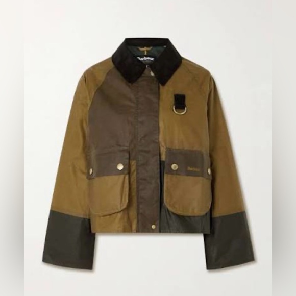 Barbour Alma Waxed Jacket - US 4/UK 8 - Sand/Archive Olive/Beech/Ancient - NEW - Picture 1 of 12